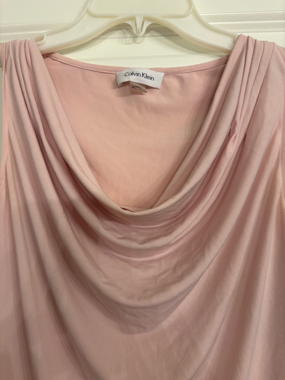 Calvin Klein Women’s Light Pink Draped Cowl Neck Tank - Picture 3 of 7